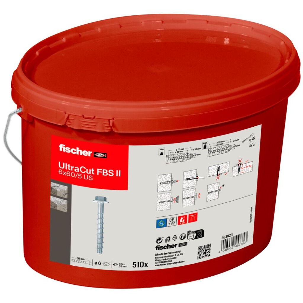 FISCHER Eimer 510 Stck UltraCut FBS II 6x60/5 US Nr. 563923